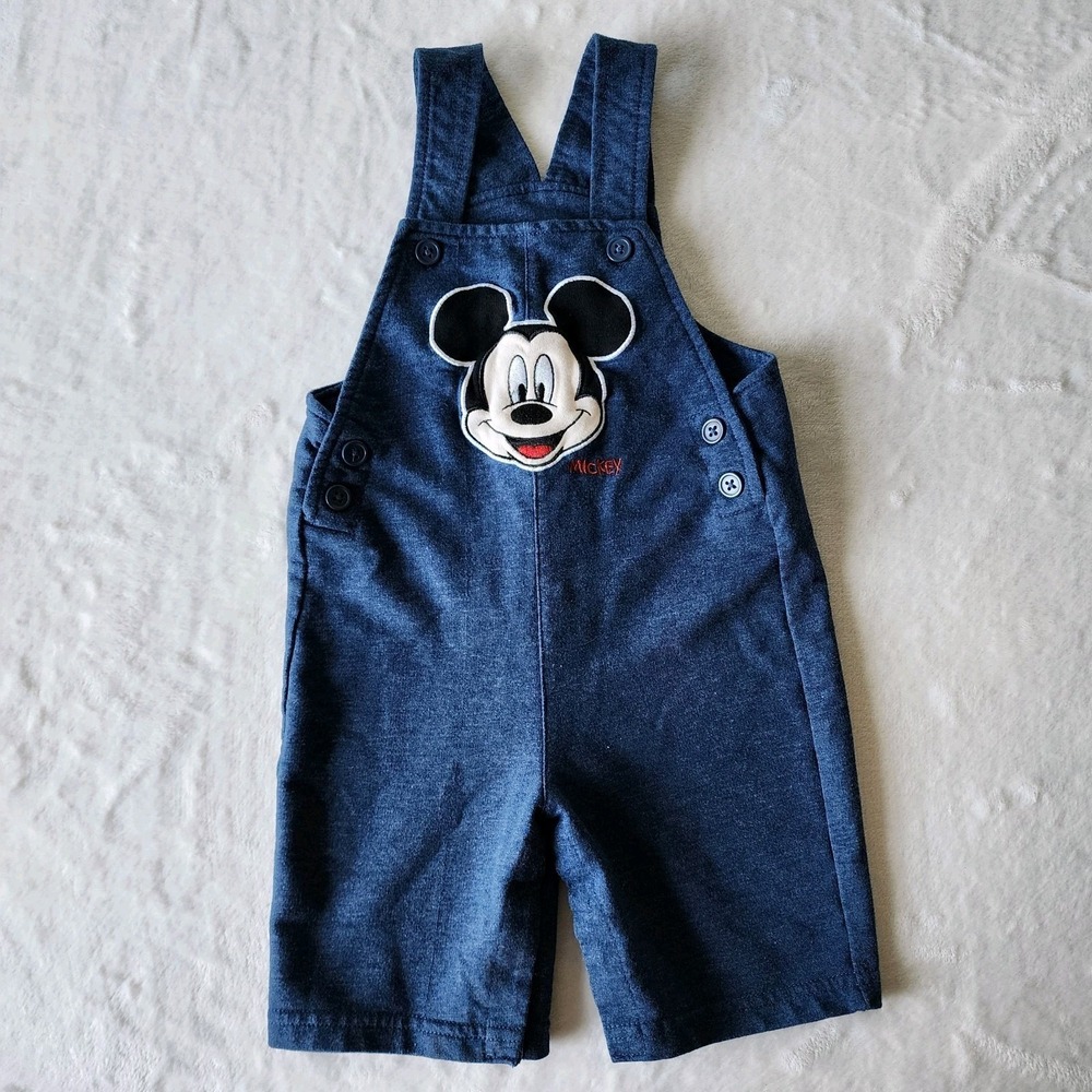 Disney Mickey Mouse Overalls Kids Size 24 Months Navy Embroidered Disneyland